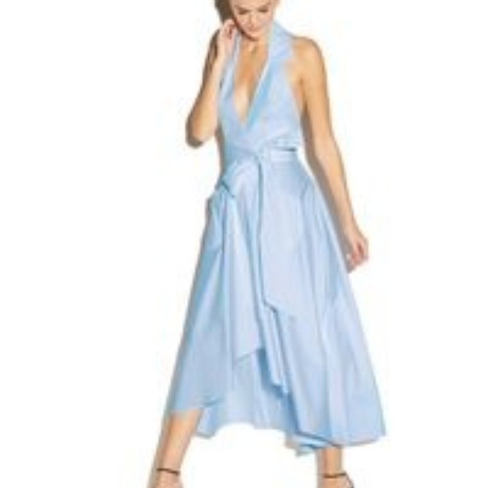 MILLY Kate Halter Dress  Cotton Blend - Sky Blue